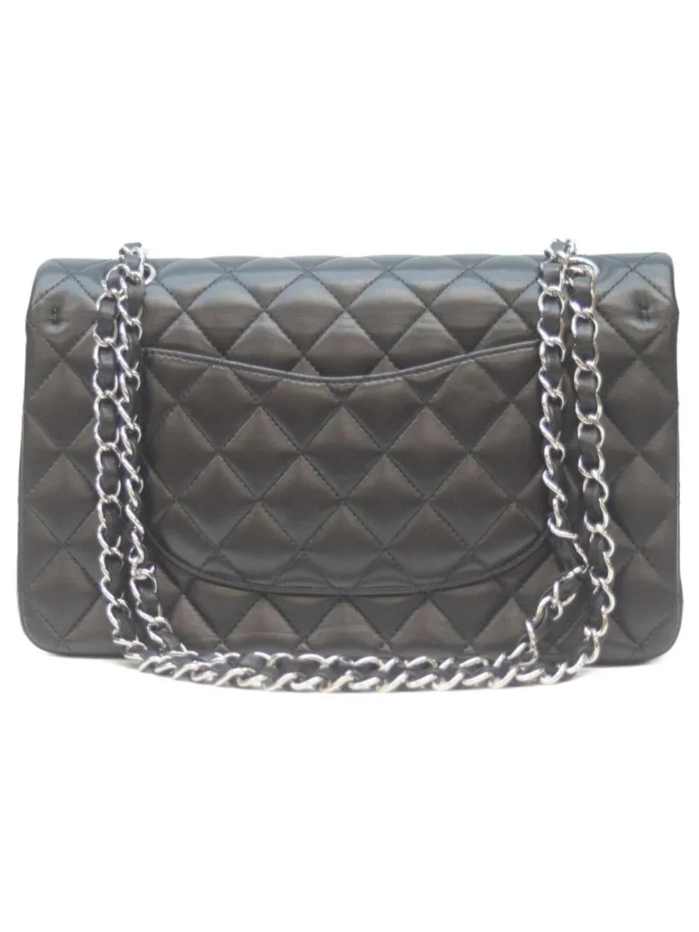Chanel 21 Black Rum Silver Double Flap Quilted 25